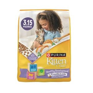 Purina Kitten Chow Healthy Development, Indoor Dry Kitten Food, Chicken, 3.15 lb Bag
